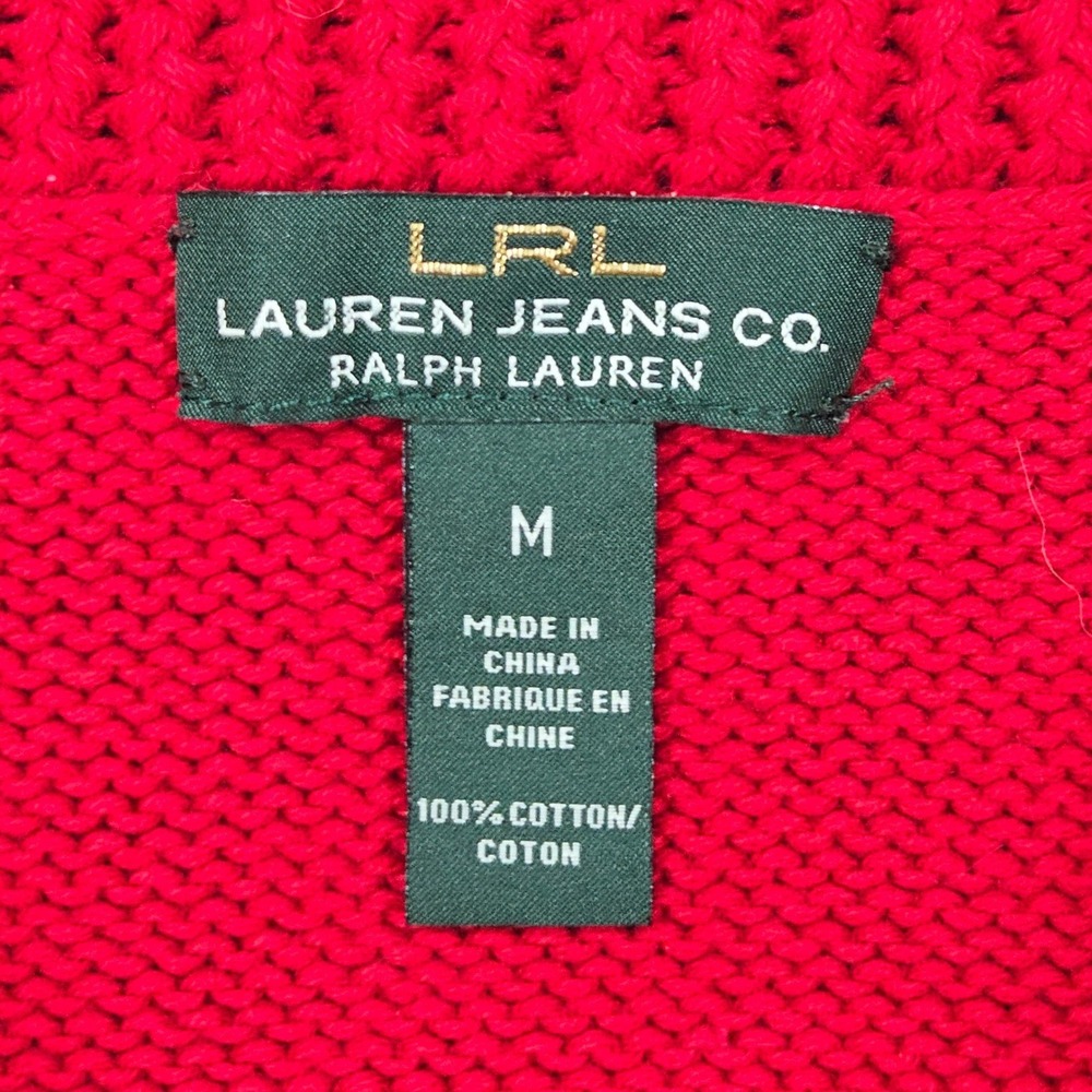 LRL Lauren Jeans Co Ralph Lauren Women's Red Cotton Sweater M Nautical - Picture 7 of 10